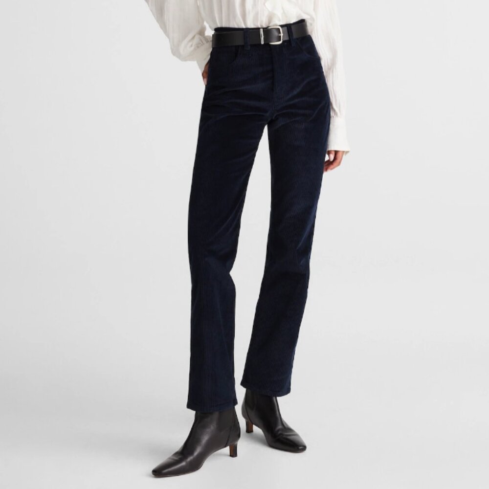 The Longline Straight Pant in Corduroy - Madewell - NWT - Classic Navy - Blue -L